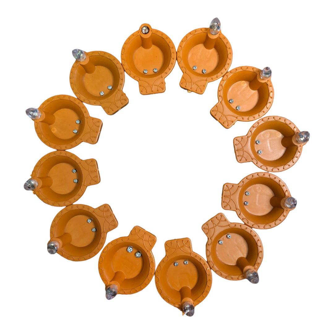 Water Sensor Electric LED Diyas Flameless & Smokeles Diwali Light Diya Warm Lights.(Brown, Set Of 12)