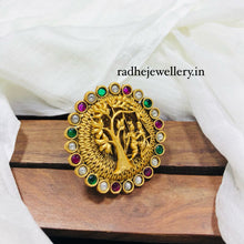 Radhe Krishna Rajwadi Finger Ring, Gold Plated, Size Adjustable