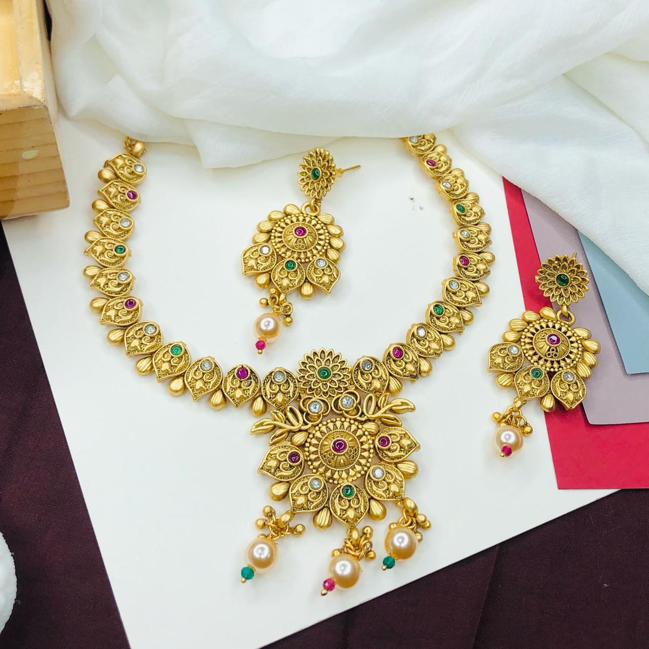 Ethnic Rajwadi Necklace Set, with Earrings