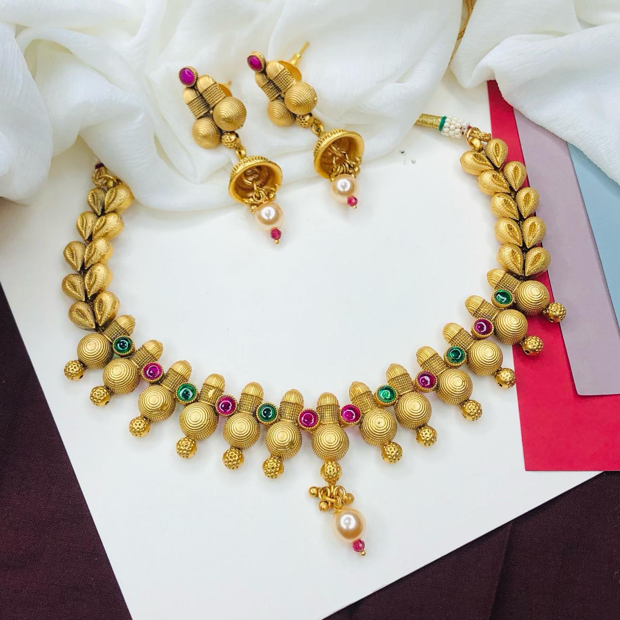 Ethnic Rajwadi Necklace Set, with Earrings