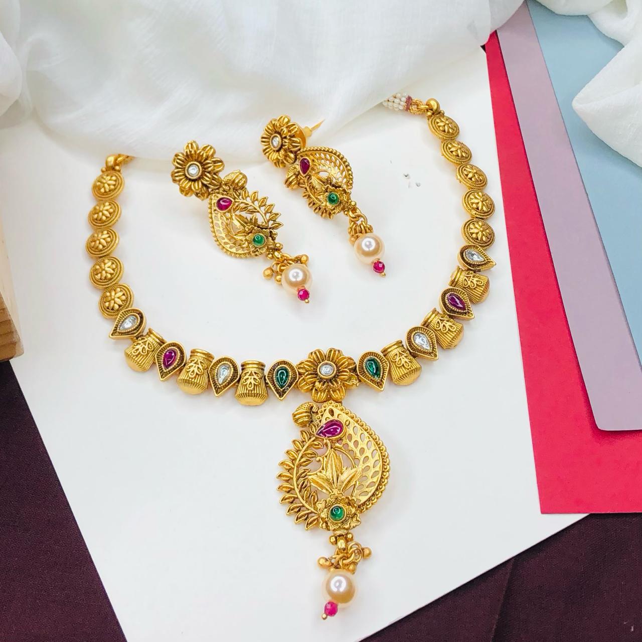 Ethnic Rajwadi Necklace Set, with Earrings