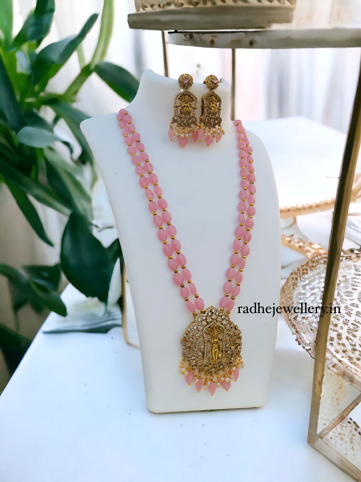 Victorian Diamond Neckpiece- Baby Pink