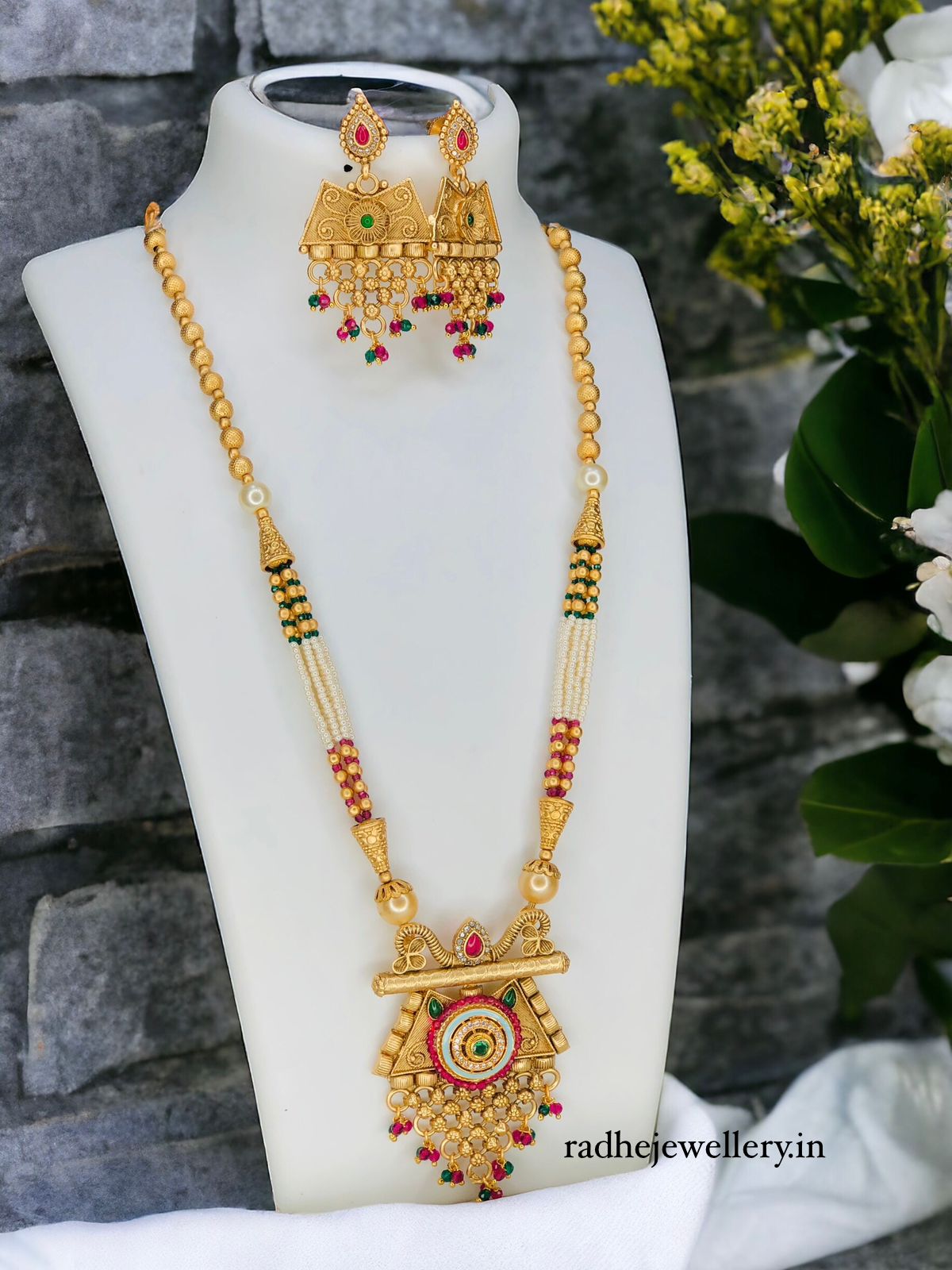 Gold-plated Rajwadi Necklace Set