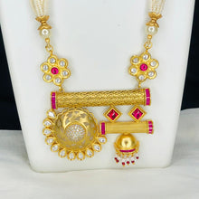 Beautiful High Gold Polish Designer Rajwadi Jewellery Sets |ad stone necklace set