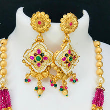 Rajwadi Polish Beautiful Fancy Designer Pendant Party wear Long Necklace Set