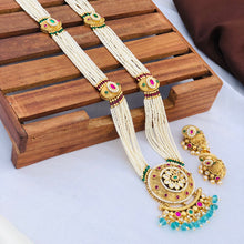 Kundan long haram/Kundan Jadau Grand Haram/ Kundan Jadau/ Wedding Jewelry/long haram/Kundan Long Green Necklace Set