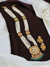 Kundan long haram/Kundan Jadau Grand Haram/ Kundan Jadau/ Wedding Jewelry/long haram/Kundan Long Green Necklace Set