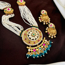 Kundan long haram/Kundan Jadau Grand Haram/ Kundan Jadau/ Wedding Jewelry/long haram/Kundan Long Green Necklace Set