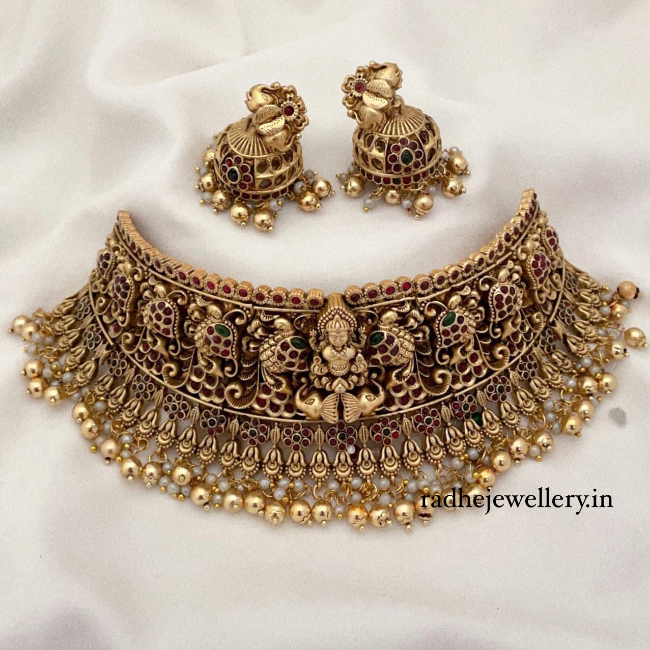 Lakshmi Necklace/temple jewelry/Antique gold necklace/South Indian Necklace