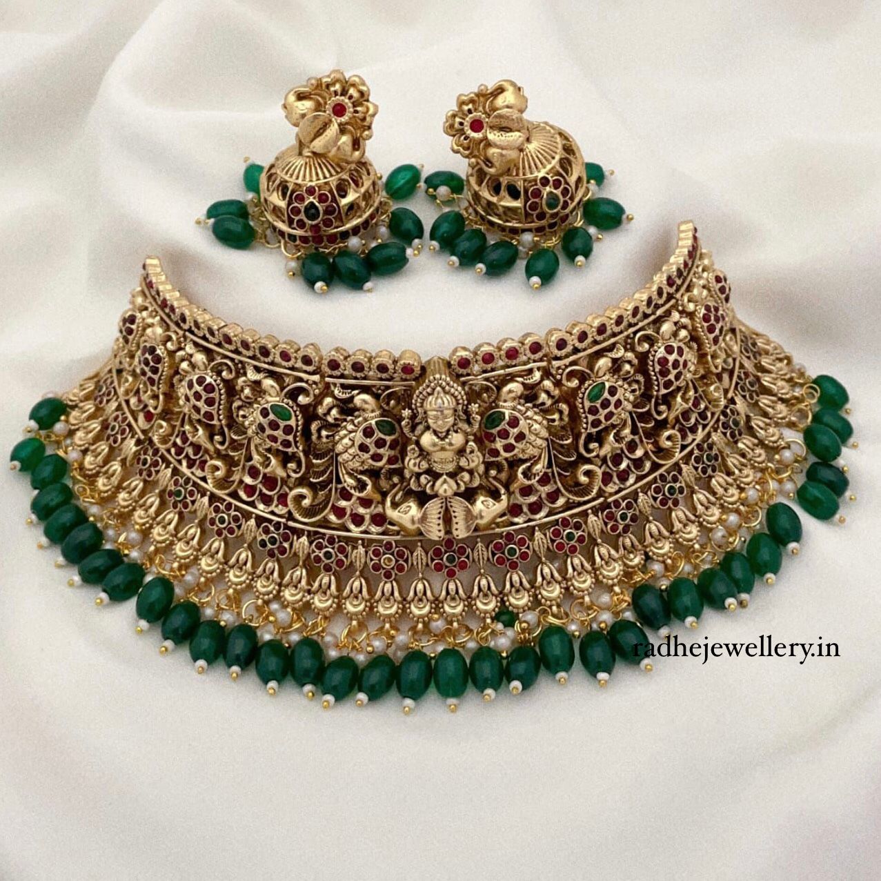 Lakshmi Necklace/temple jewelry/Antique gold necklace/South Indian Necklace