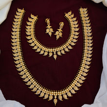 Antique Gold plated Long Haram Choker Necklace Set / South Indian Wedding Jewelry / AD Stone Jewelry Set