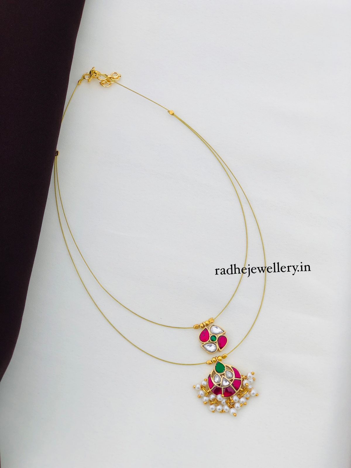 Half Moon + Floral Jadau Kundan String Neckpiece