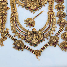 Beautiful Laxmi Design Matte Gold Polish Temple Design Temple Jewellery Wedding wear Dulhan Set