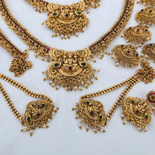 Beautiful Laxmi Design Matte Gold Polish Temple Design Temple Jewellery Wedding wear Dulhan Set