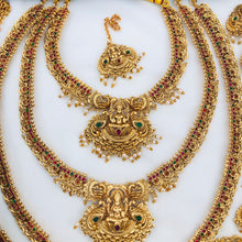 Beautiful Laxmi Design Matte Gold Polish Temple Design Temple Jewellery Wedding wear Dulhan Set