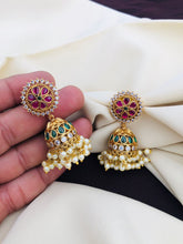 beautifully Ad And Ruby Stone Jhumkas