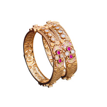 Rajwadi Openable Jadau Bangles/ White beads jadau stone Kada / Indian Bridal bangles