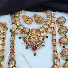 Beautiful Laxmi Design Matte Gold Polish Temple Design Temple Jewellery Wedding wear Dulhan Set