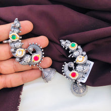 Classic Ear Cuffs with Kundan Jadau Oxidised Earring Design