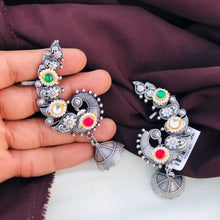 Classic Ear Cuffs with Kundan Jadau Oxidised Earring Design