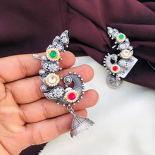 Classic Ear Cuffs with Kundan Jadau Oxidised Earring Design