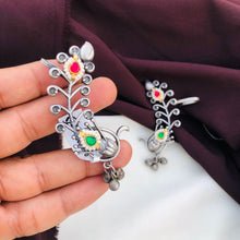 Classic Ear Cuffs with Kundan Jadau Oxidised Earring Design