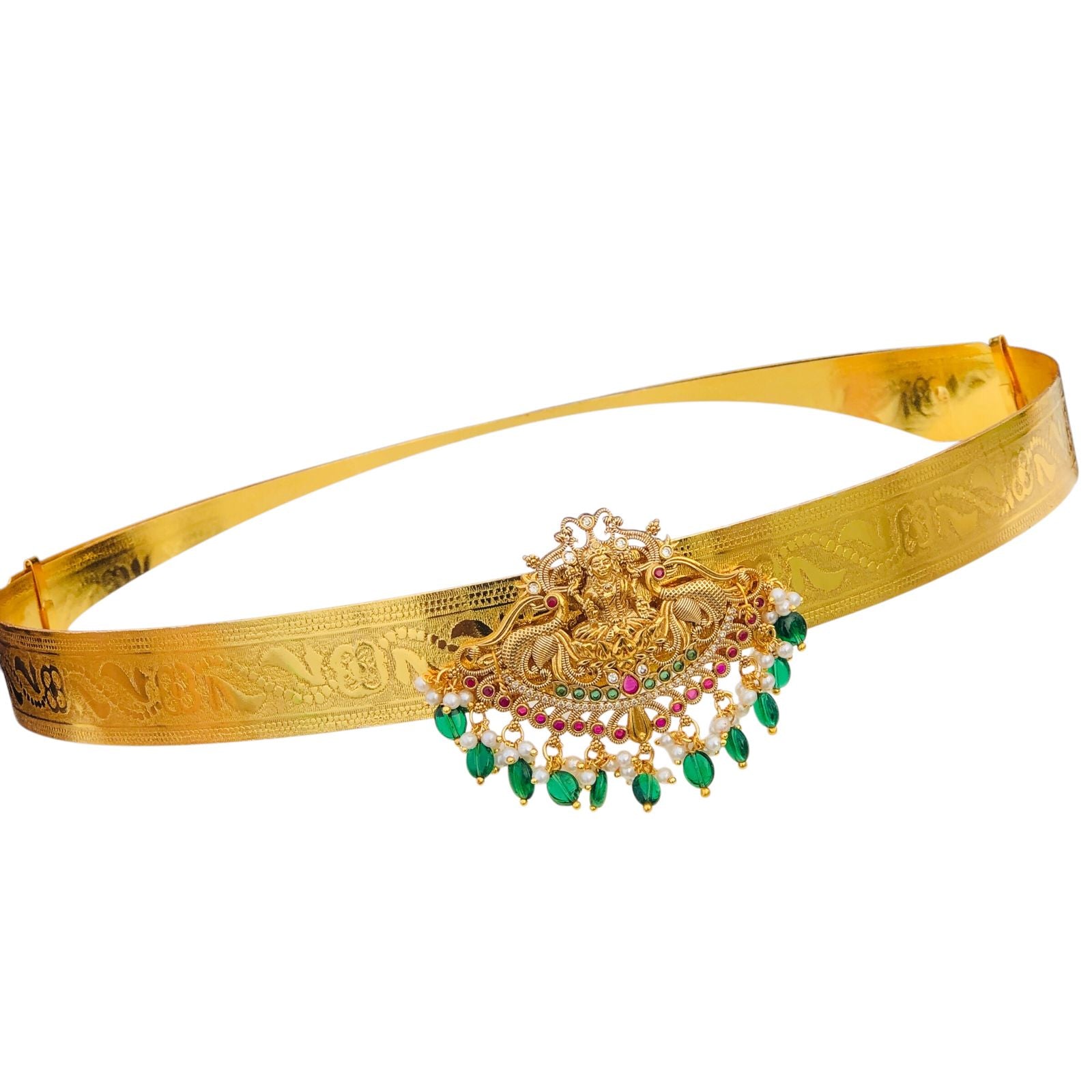 Gold Plated Waist Belt With AD Stones peacock Pendant