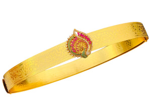 Gold Plated Waist Belt With AD Stones peacock Pendant