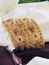 Antique Matte Finish Bridal Lakshmi Bangles set of 6, Party Wear- Temple Jewelry