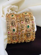 Antique Matte Finish Bridal Lakshmi Bangles set of 6, Party Wear- Temple Jewelry
