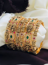 Antique Matte Finish Bridal Lakshmi Bangles set of 6, Party Wear- Temple Jewelry