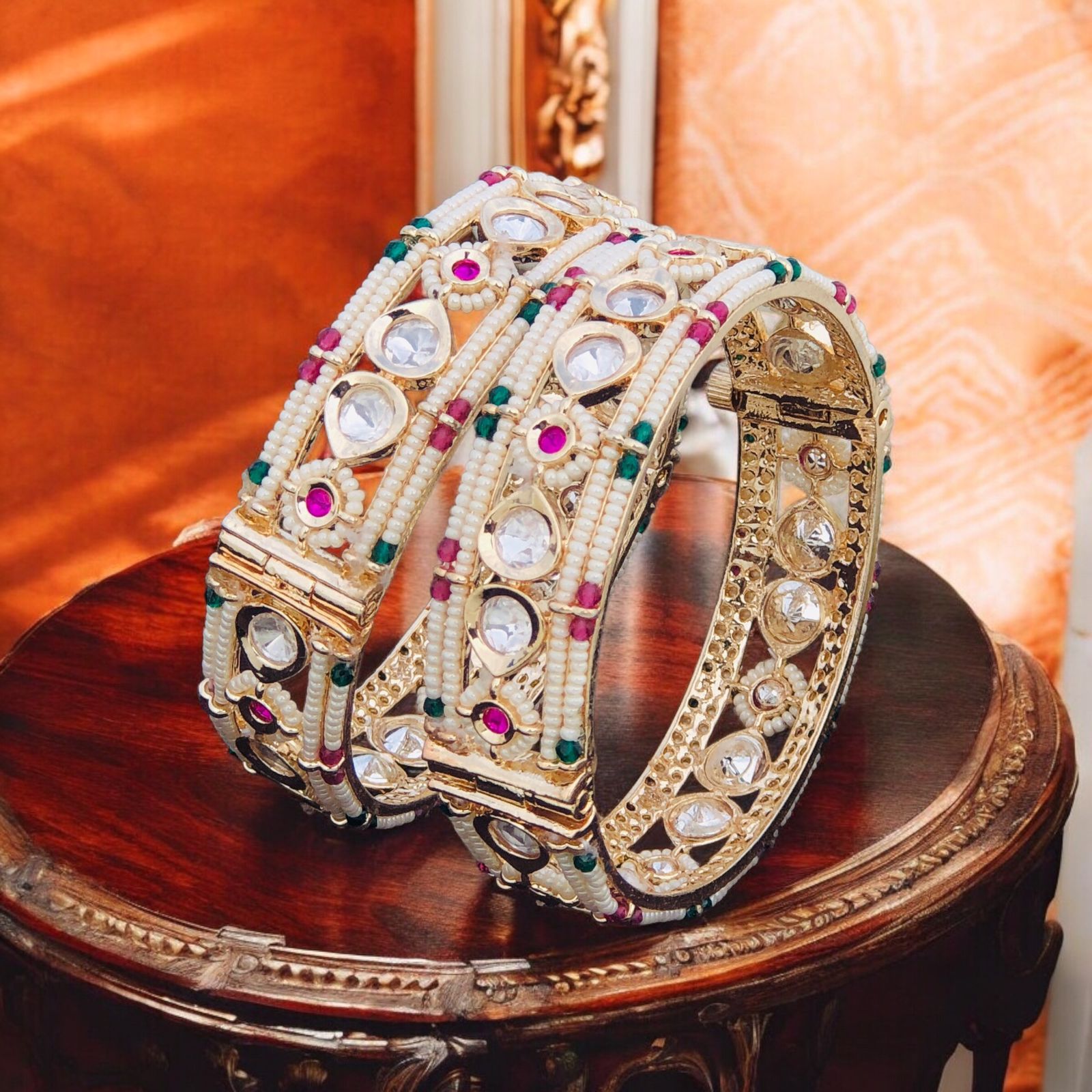 Pachi Kundan Bangles / Kundan kada / Gold kada / Openable Bangle / Indian wedding Jewelry/ Hand accessory