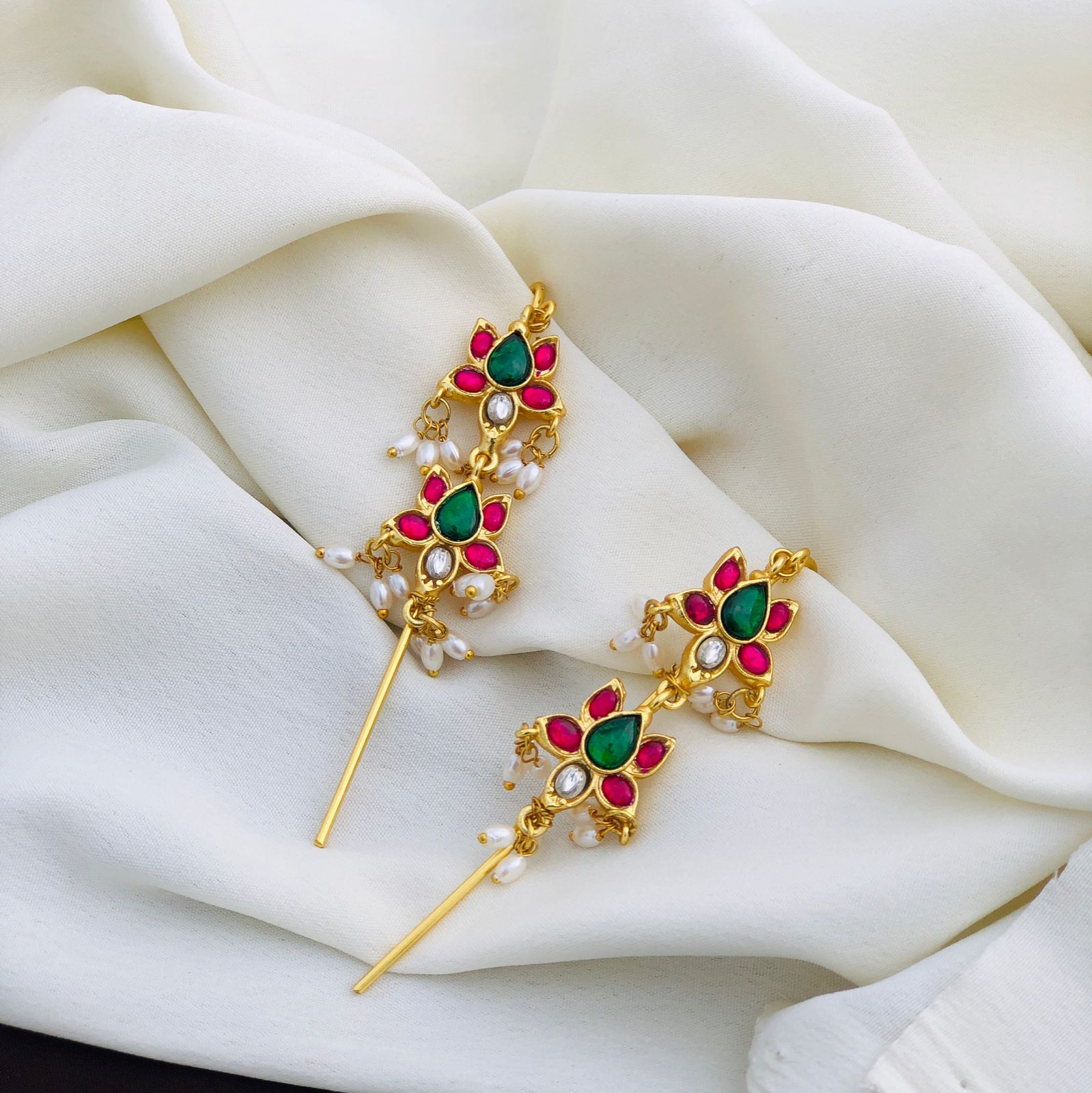 Jadau Kundan Ear Cuff Earrings - High Quality