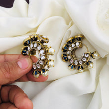 Kundan Polki Stone Hoop Earrings