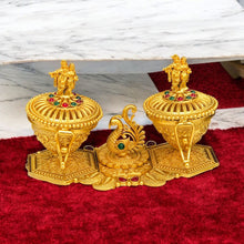 Golden Peacock & Radha Krishna Kumkum Box