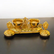 Golden Double Kumkum Box with Divine Design