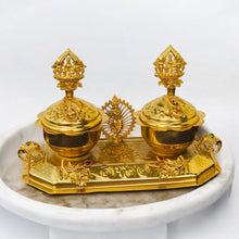 Golden Double Kumkum Box with Divine Design