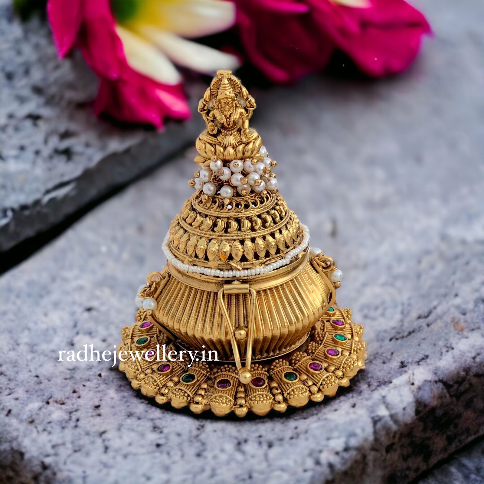 Lakshmi Kumkum Box, Kalash Style, Premium Quality, Sindoor Box