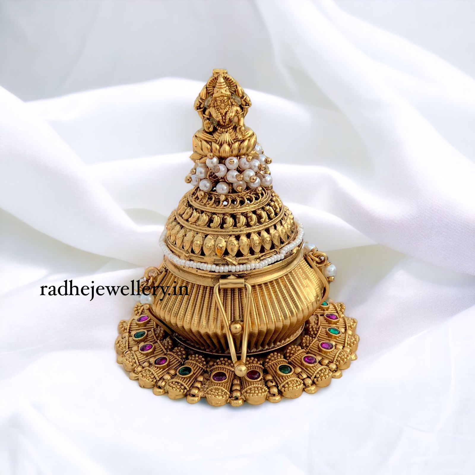 Lakshmi Kumkum Box, Kalash Style, Premium Quality, Sindoor Box