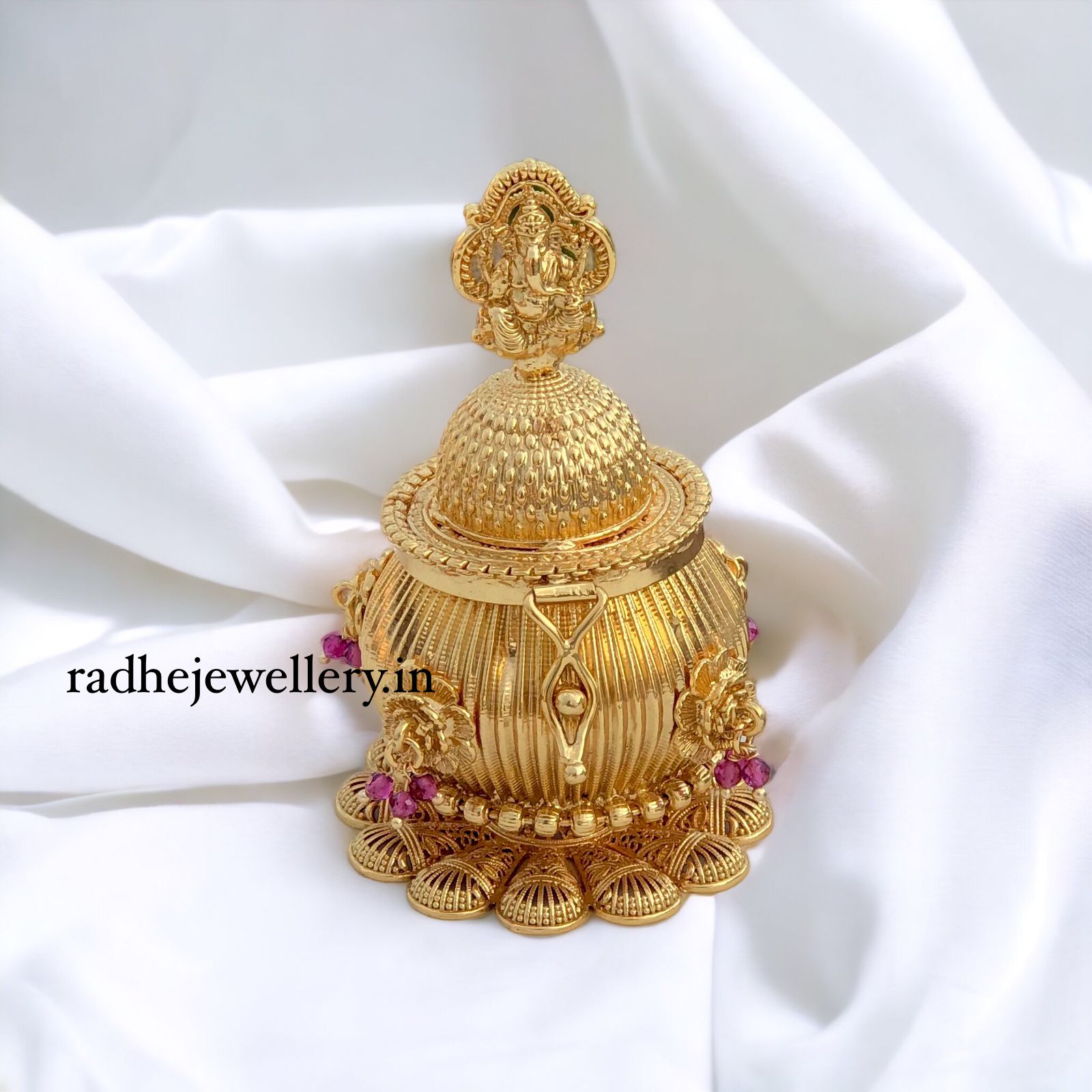 Ganesha Kumkum Box, Kalash Style, Premium Quality, Sindoor Box, 2 Color Options