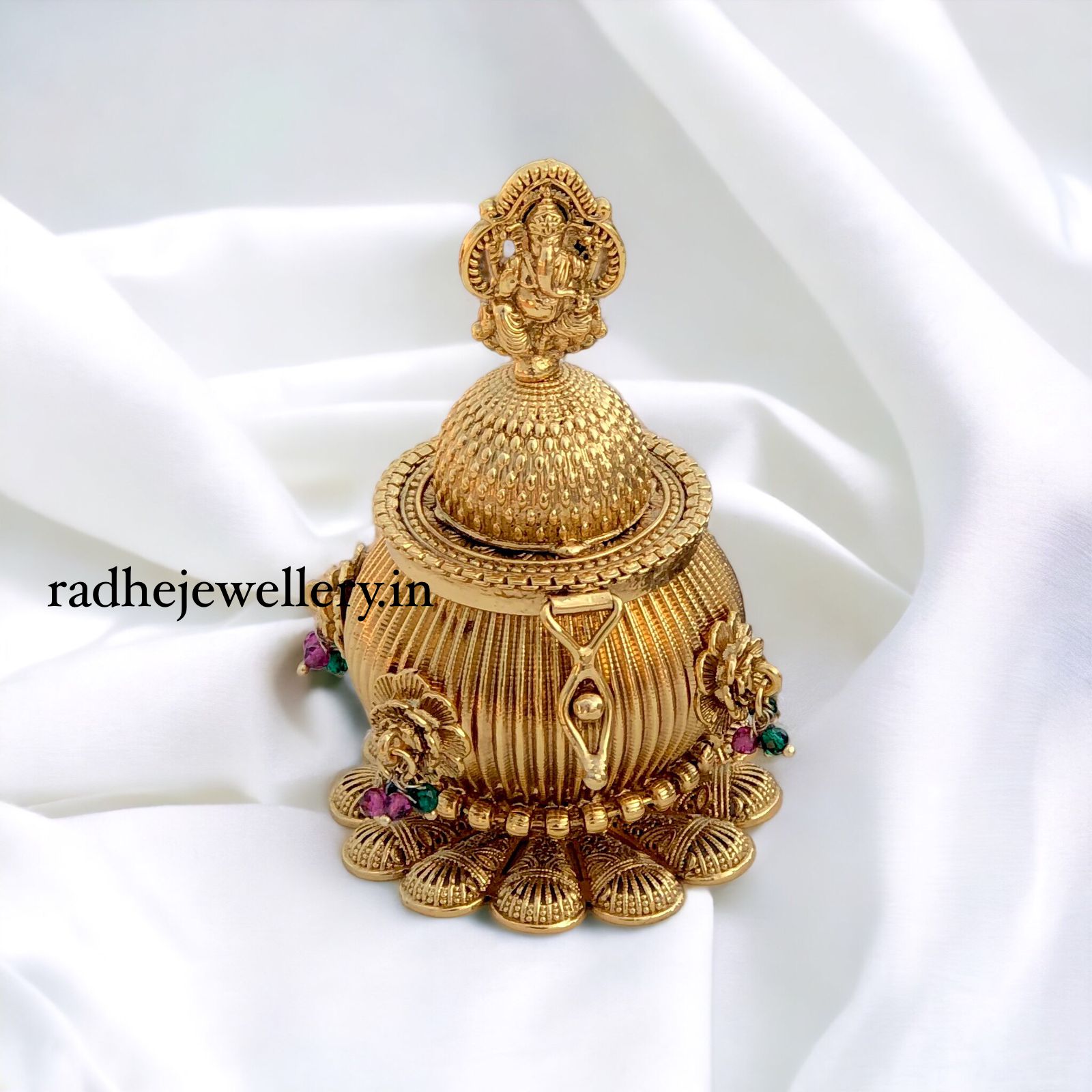 Ganesha Kumkum Box, Kalash Style, Premium Quality, Sindoor Box, 2 Color Options