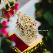 Gold Look Alike Lakshmi Kumkum Box- Swan-Premium Quality, Sindoor Box