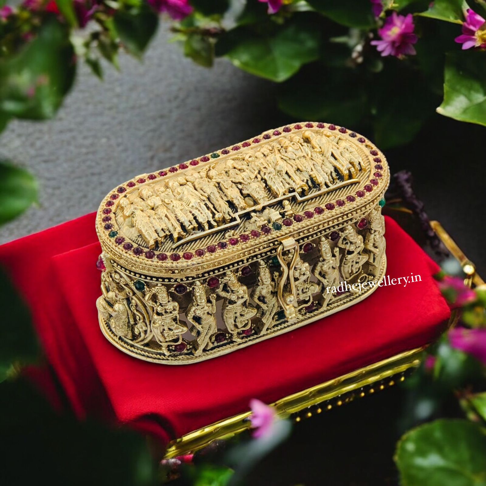 Gold Look Alike 3 Sectional Kumkum Box-Temple Kumkum,Premium Quality, Sindoor Box