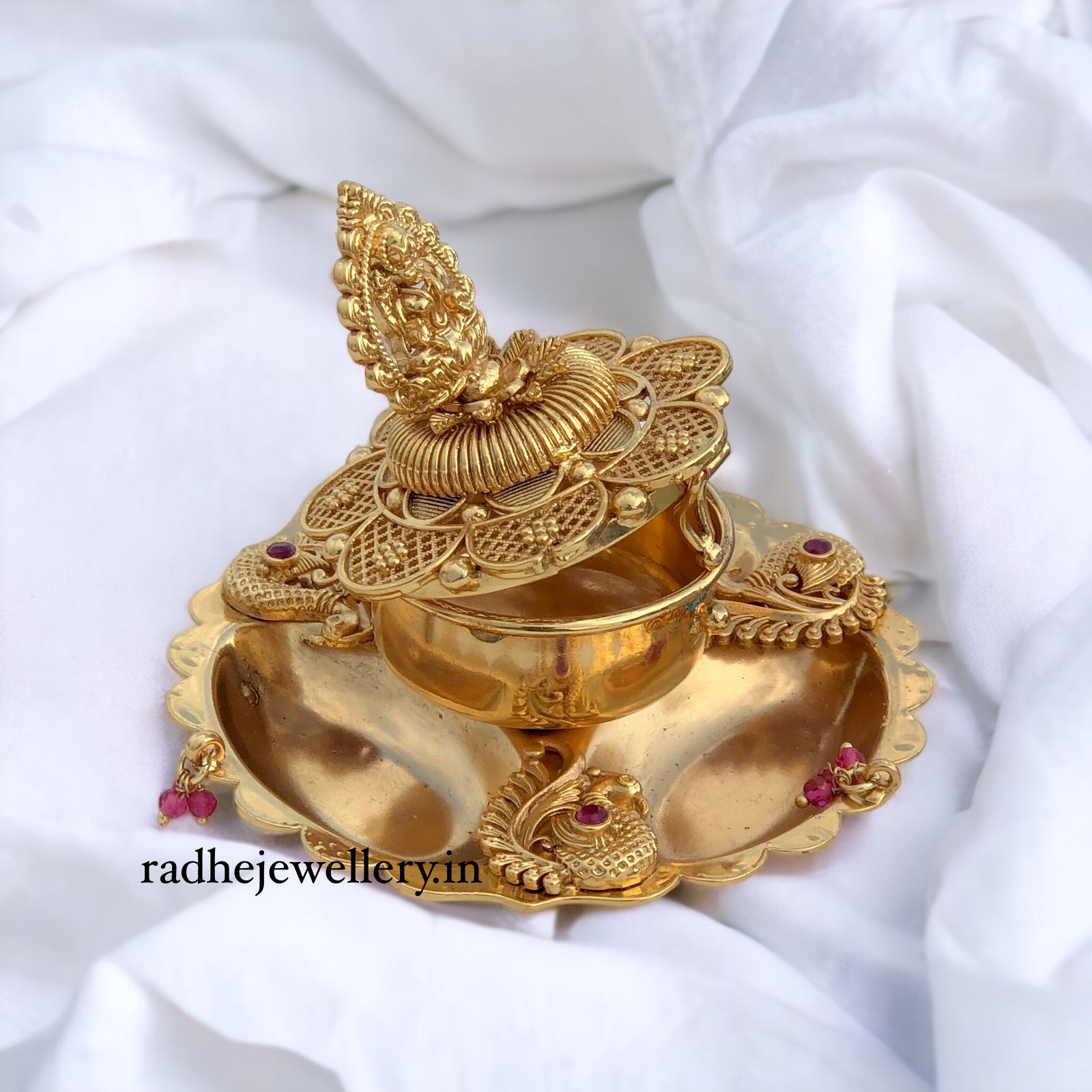 Goddess Lakshmi Kumkum Box, Bottom Plate, Sindoor Box