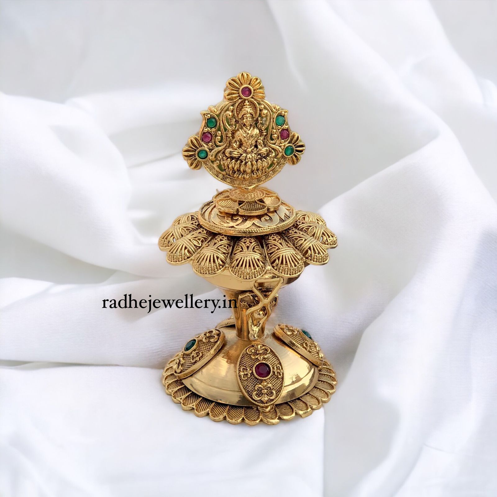 Lakshmi on Throne Kumkum Box, Premium Quality, Sindoor Box