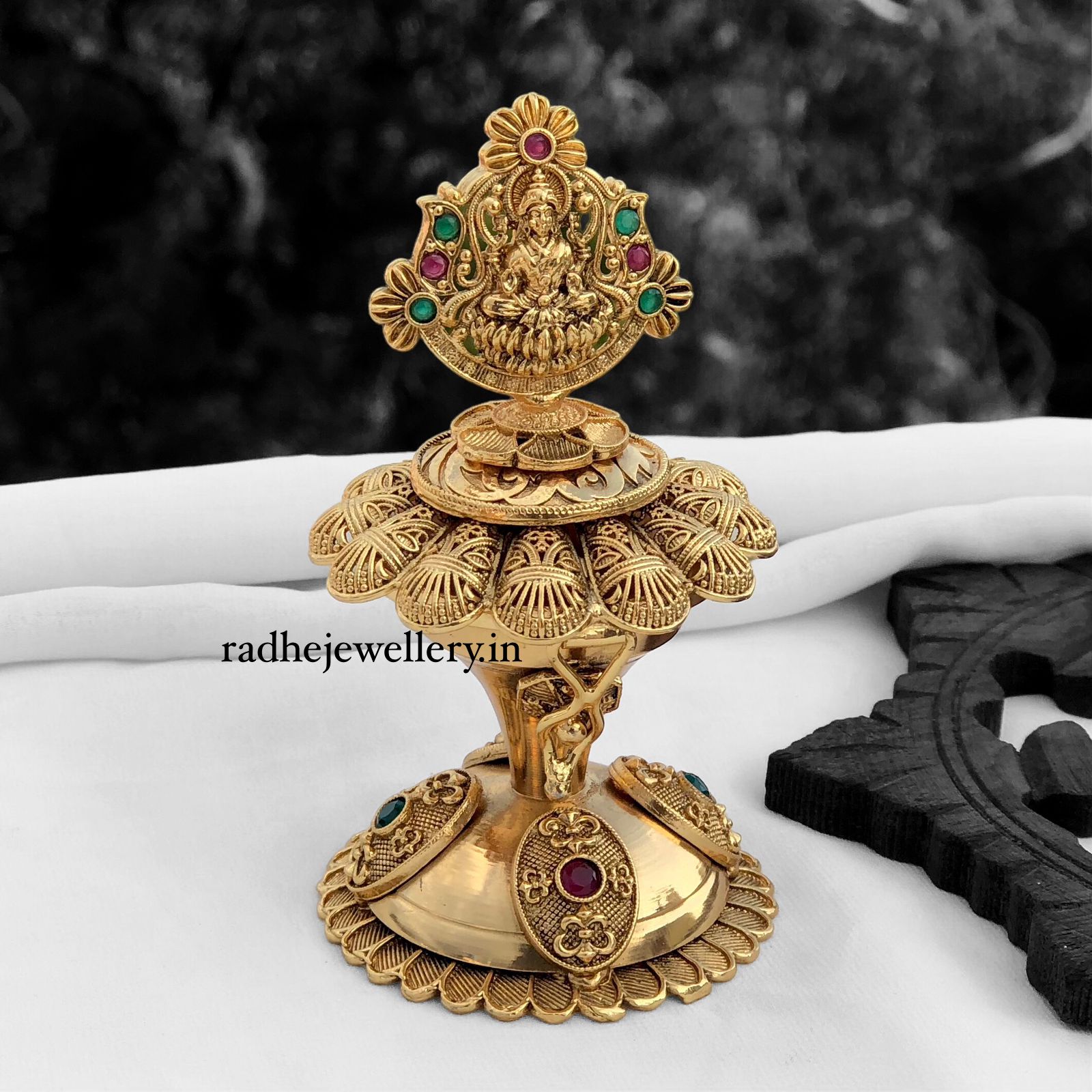 Lakshmi on Throne Kumkum Box, Premium Quality, Sindoor Box