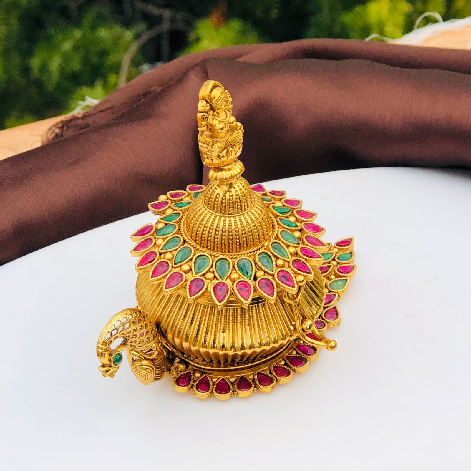 Exquisite Peacock & Laxmi Kumkum Box