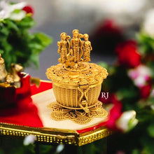 Exquisite Golden Kumkum Box with Ram Darbar Ido