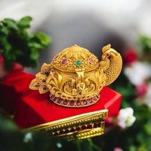 Royal Peacock Design Kumkum Box with Gemstone Embellishments