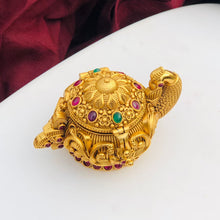 Royal Peacock Design Kumkum Box with Gemstone Embellishments